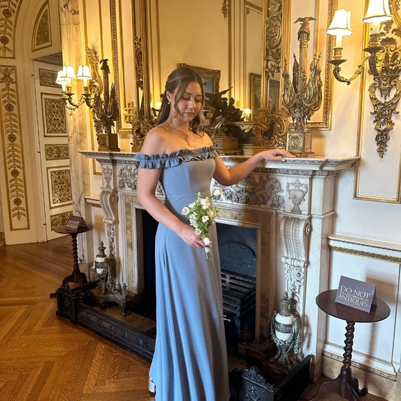 ASTR the Label - Venetia Off Shoulder Ruffle Trim Maxi Dress - Blue - Medium - Picture 3 of 3